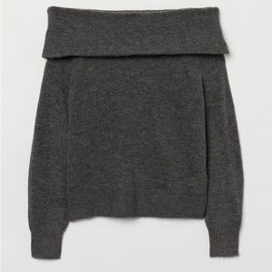 Grey Blue H&M off shoulder sweater